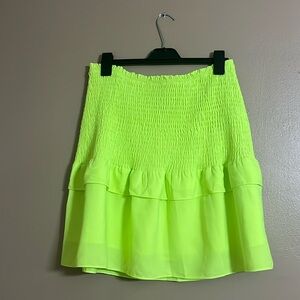 Yakira Bella Skirt Sz XL Emily Lime Green Ruffle Ruched Casual A-line Flirty